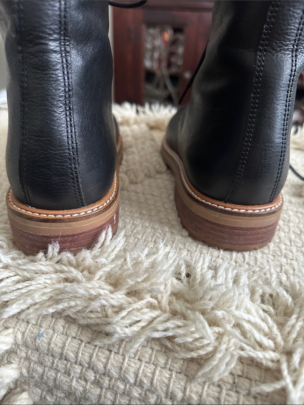 Women's Black Lace-Up Leather Boots - Picture 10 of 10